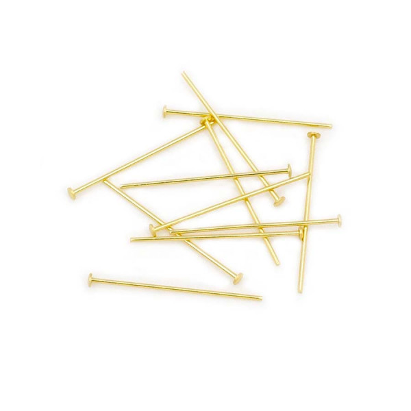 Clou Tête Plate 25 mm Doré à l'or fin 24K - 20 pcs