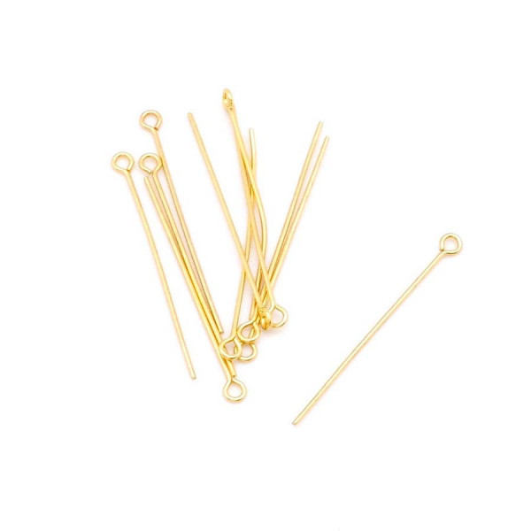 Clou à œil 30 mm Doré à l'or fin 24K 30 pcs