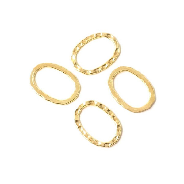 Anneau Fermé Ovale Doré à l'or fin 24K - 4 pcs