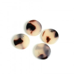 Pendentif Rond 10 mm Acétate Beige - 4 pcs