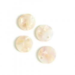 Pendentif Rond 12 mm Acétate Crème - 4 pcs