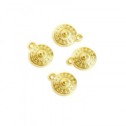 Pendentif Ethnique Rond Doré à l'or fin 24K - 4 pcs