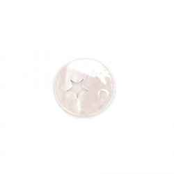 Pendentif Rond Martelé 10 mm Argenté 925 Étoile - 4 pcs