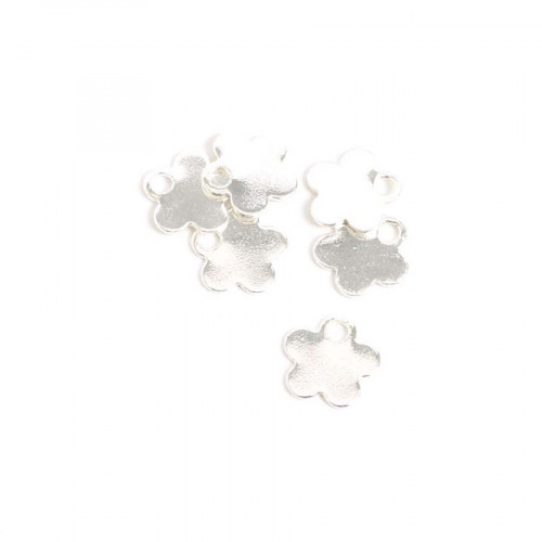 Pendentif Fleur Rose En Métal Argenté - 20mm X 15mm - Bijou Fantaisie Neuf Sans Emballage