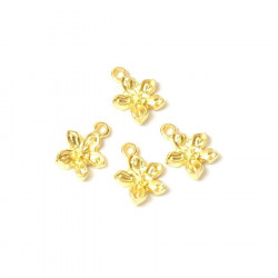 Pendentif Fleur Doré à l'or fin 24K - 4 pcs