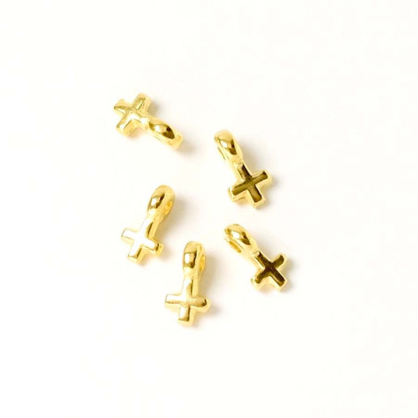 Perle Passant Croix - Doré à l'or fin 24K - 4 pcs