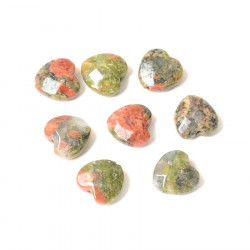 Perle Naturelle Cœur Facetté Unakite - 4 pcs