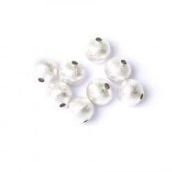 Perle Ronde Texturée 8 mm Argenté 925 - 6 pcs