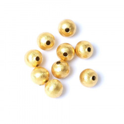 Perle Ronde Texturée 8 mm Doré à l'or fin 24K - 6 pcs