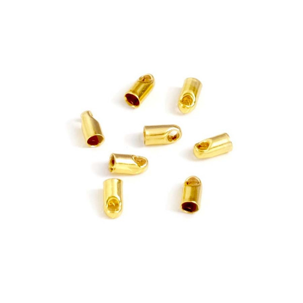 Embout de Cordon Rond 2 mm Doré à l'or fin 24K - 8 pcs