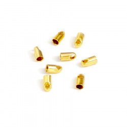 Embout de Cordon Rond 2 mm Doré à l'or fin 24K - 8 pcs