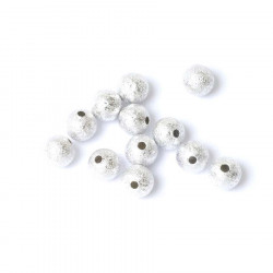 Perle Ronde Texturée 6 mm Argenté 925- 8 pcs