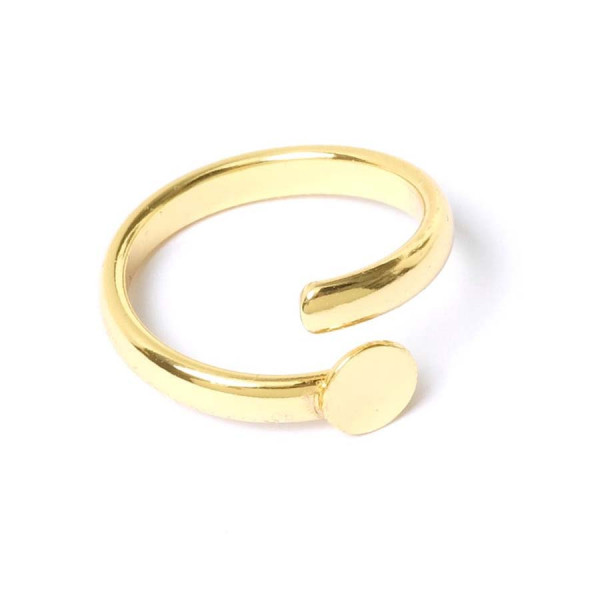 Bague Ajustable Spirale avec Plateau de 6 mm Plaqué Or 16K