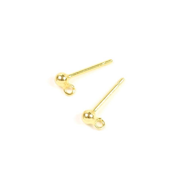 Clou d'oreille Boule 2,8 mm avec Anneau Doré à l'or fin 24K- 2 pcs