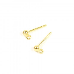 Clou d'oreille Boule 2,8 mm avec Anneau Doré à l'or fin 24K- 2 pcs