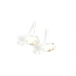 Clou d'oreille Pour Cabochon 6 mm Argenté 925 - 2 pcs