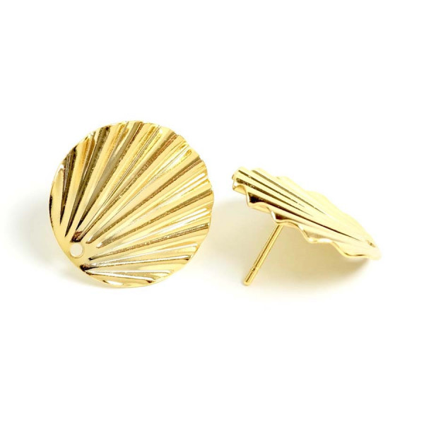 Clou d'oreille Ondulé Doré à l'or fin 24K - 2 pcs