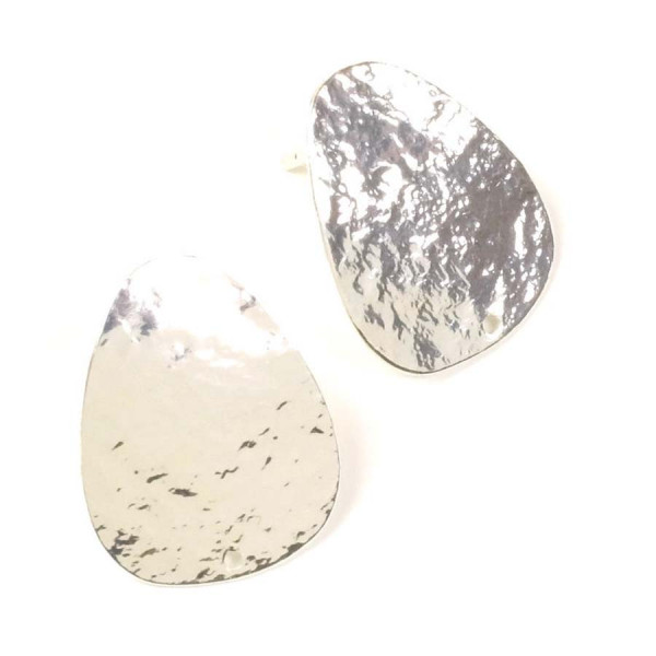 Clou d'oreille Texture Granite Argenté 925 - 2 pcs
