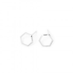 Clou d'oreille Hexagone Argenté 925 - 2 pcs