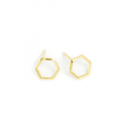 Clou d'oreille Hexagone Doré à l'or fin 24K - 2 pcs