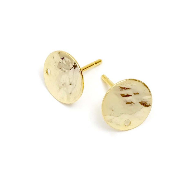 Clou d'oreille Sequin Martelé Doré à l'or fin 24K - 2 pcs