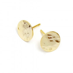 Clou d'oreille Sequin Martelé Doré à l'or fin 24K - 2 pcs