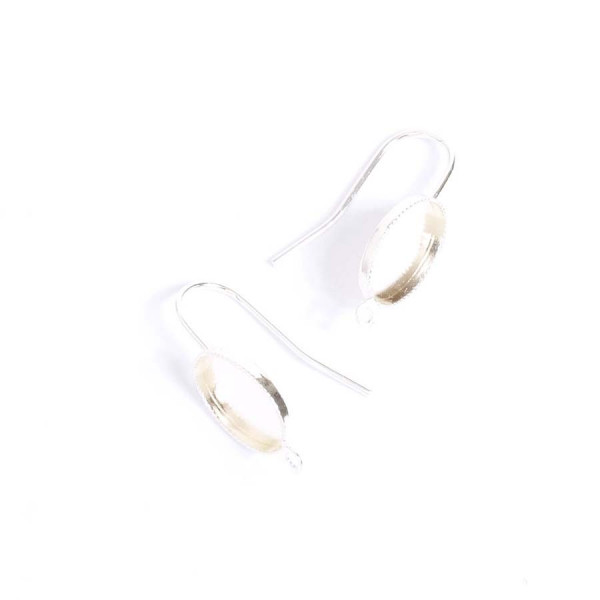 Boucle d'oreille Pour Cabochon Ovale 8 x 10 mm Argenté 925 - 2 pcs
