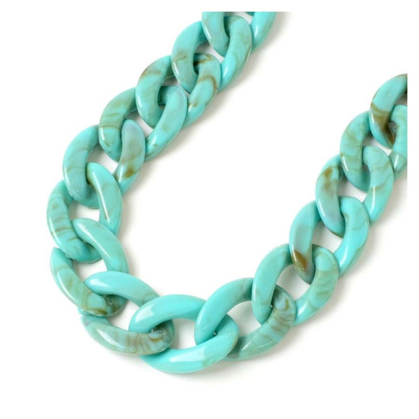Chaine Maillons XL Acétate Turquoise 45 cm