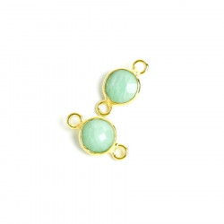 Connecteur Serti Rond 6 mm Amazonite Doré à l'or fin 24K