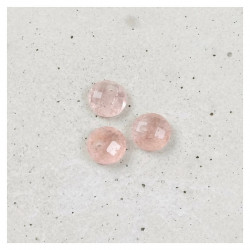 Pendentif Rond Facetté 6 mm Pierre Naturelle Quartz Fraise