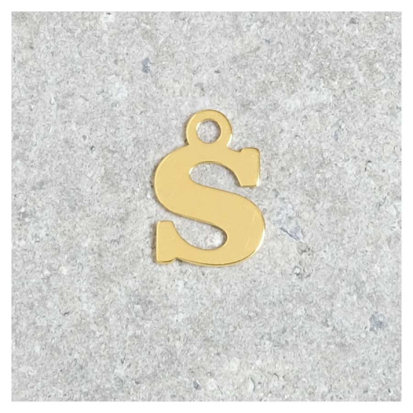 Pendentif Lettre S - Argent Massif 925 Doré à l'or 24K