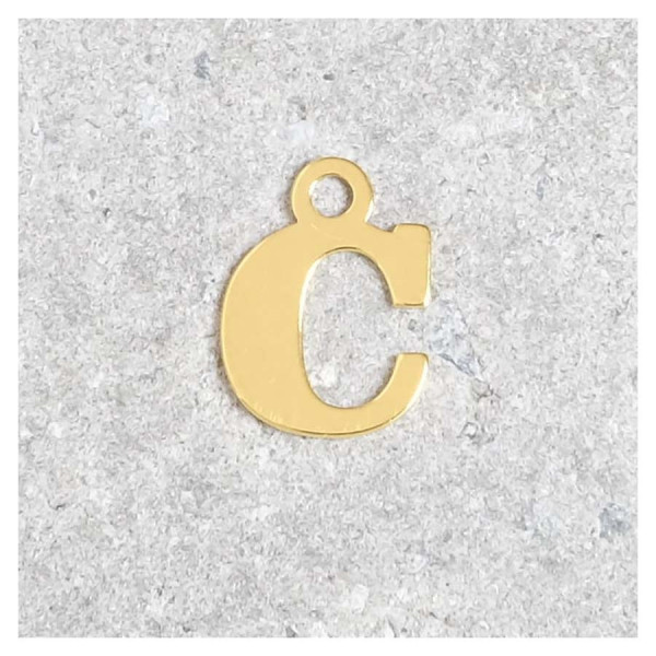 Pendentif Lettre C - Argent Massif 925 Doré à l'or 24K