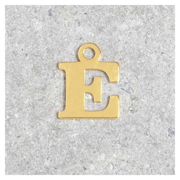 Pendentif Lettre E - Argent Massif 925 Doré à l'or 24K