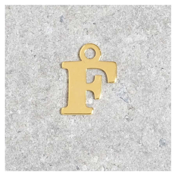 Pendentif Lettre F - Argent Massif 925 Doré à l'or 24K