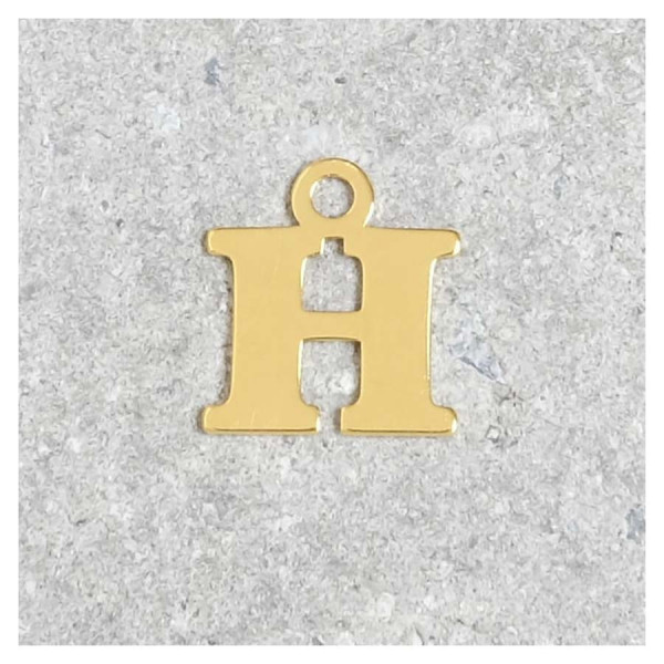 Pendentif Lettre H - Argent Massif 925 Doré à l'or 24K