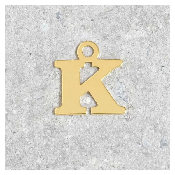 Pendentif Lettre K - Argent Massif 925 Doré à l'or 24K