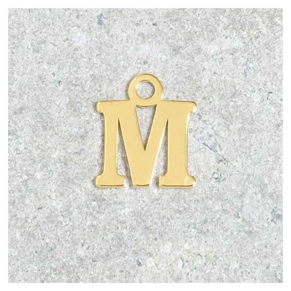 Pendentif Lettre M - Argent Massif 925 Doré à l'or 24K