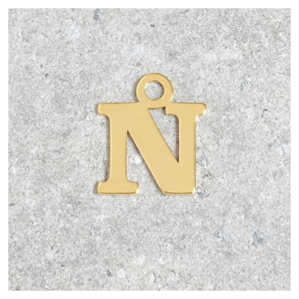 Pendentif Lettre N - Argent Massif 925 Doré à l'or 24K