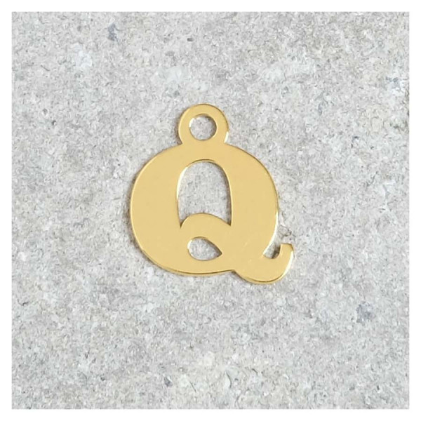 Pendentif Lettre Q - Argent Massif 925 Doré à l'or 24K