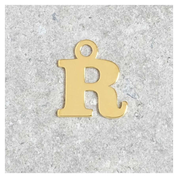 Pendentif Lettre R - Argent Massif 925 Doré à l'or 24K