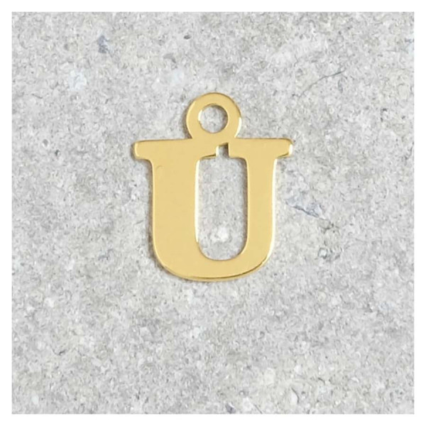Pendentif Lettre U - Argent Massif 925 Doré à l'or 24K