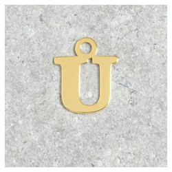 Pendentif Lettre U - Argent Massif 925 Doré à l'or 24K