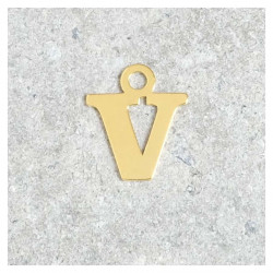 Pendentif Lettre V - Argent Massif 925 Doré à l'or 24K