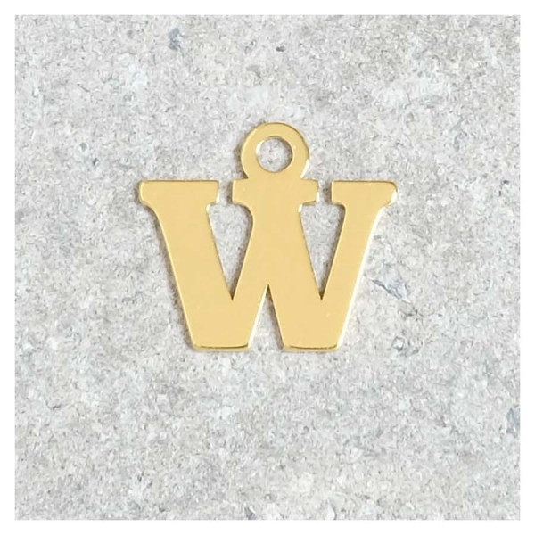 Pendentif Lettre W - Argent Massif 925 Doré à l'or 24K