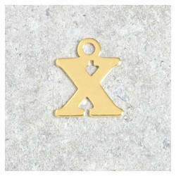 Pendentif Lettre X - Argent Massif 925 Doré à l'or 24K