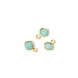 Pendentif Serti Carré 5 mm Amazonite Doré à l'or fin 24K