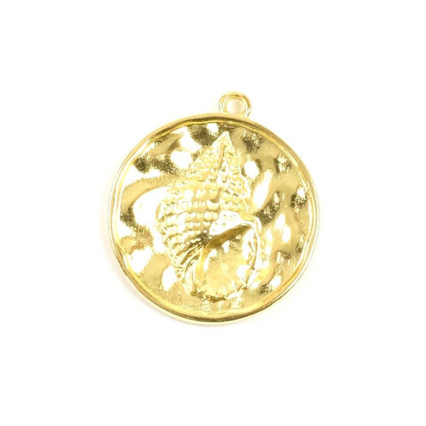 Pendentif Coquillage Rond Doré à l'or fin 24K