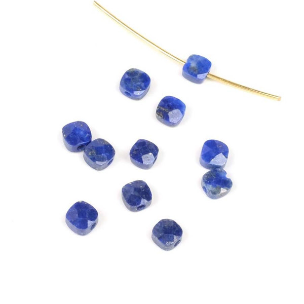 Perle Naturelle Carrée 4 mm Lapis-Lazuli