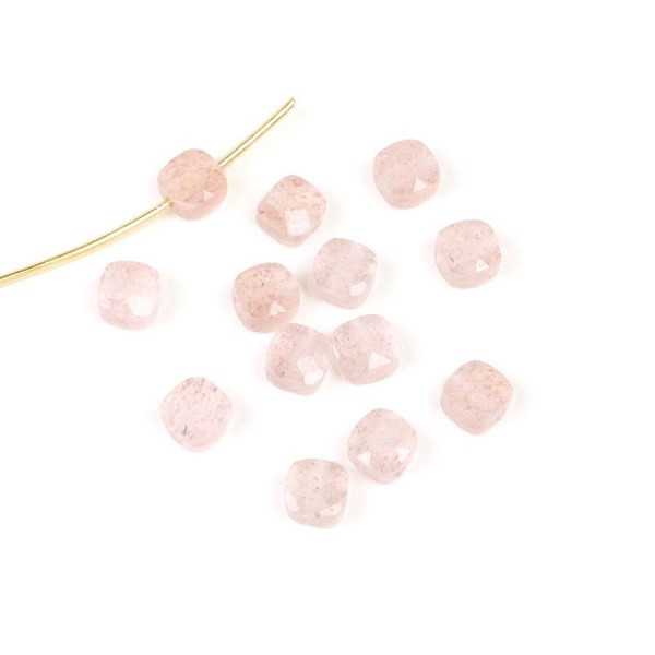 Perle Naturelle Carrée 4 mm Quartz Fraise