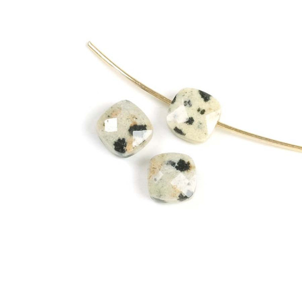 Perle Naturelle Carrée 6 mm Jaspe Dalmatien